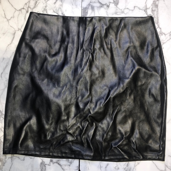 Faux Leather Mini Skirt - Picture 1 of 2